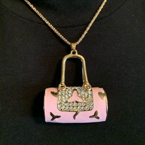 Betsey Johnson look alike. Pink purse necklace!